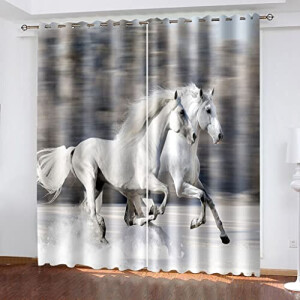 Rideaux Cheval couleur, blanc, noir, rouge occultants 140x160 cm