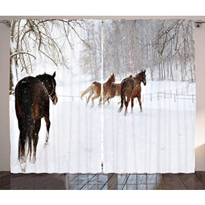 Rideaux Cheval marron blanc 280x175 cm