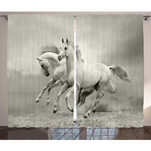 Rideaux Cheval gris jaune 280x225 cm