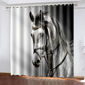 Rideaux Cheval couleur, blanc, noir, rouge 170x200 cm