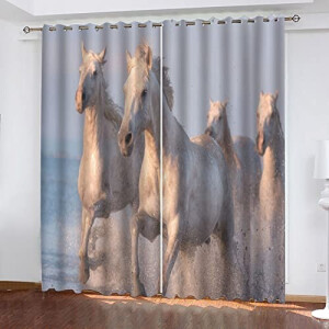 Rideaux Cheval couleur, blanc, noir, rouge occultants 140x160 cm