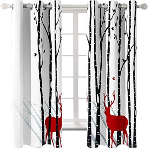 Rideaux Cerf blanc rouge noir occultants 214x183 cm