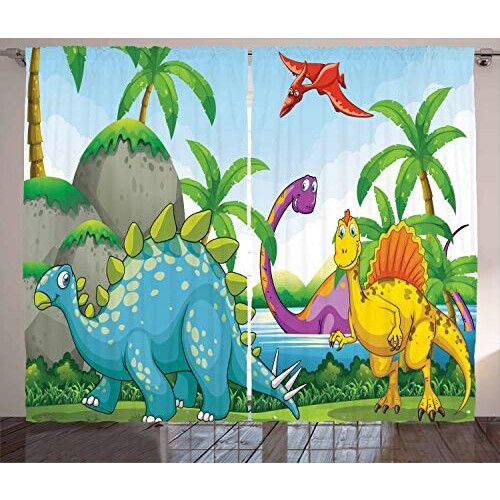 Rideaux Dinosaure violet aqua 280x245 cm