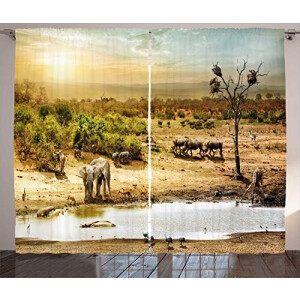 Rideaux Girafe brun sable 280x175 cm