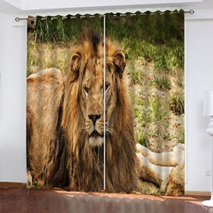 Rideaux Lion couleur, blanc, noir, rouge occultants 140x160 cm