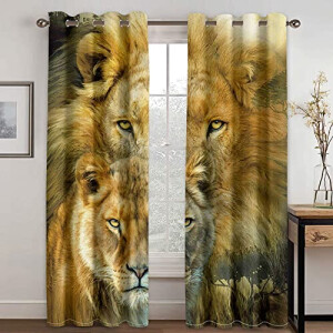 Rideaux Lion motif- occultants 100x140 cm