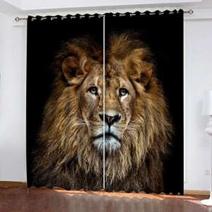 Rideaux Lion motif imprimé animal occultants 117x137 cm