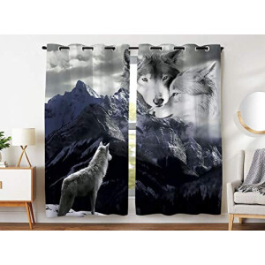 Rideaux Loup gris occultants 245x140 cm