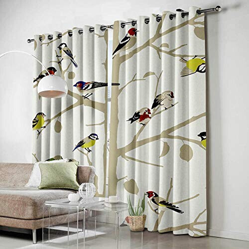 Rideaux Oiseau beige occultants 75x166 cm variant 1 