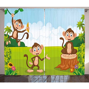 Rideaux Singe vert brun 280x225 cm
