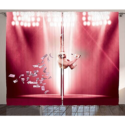 Rideaux Singe magenta brun pâle 280x245 cm