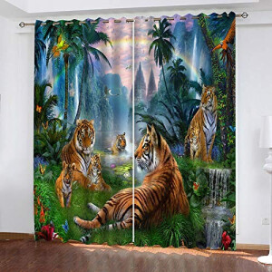 Rideaux Tigre couleur, blanc, noir, rouge occultants 200x214 cm