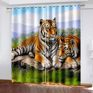 Rideaux Tigre style- occultants 2x100 cm