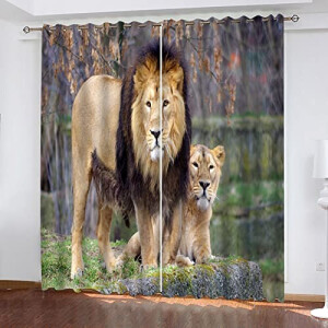 Rideaux Tigre animal lion et occultants 117x137 cm