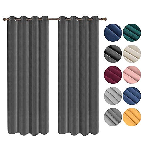 Rideaux gris foncé occultants 140x225 cm