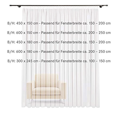 Rideaux Transparent blanc 300x245 cm variant 3 